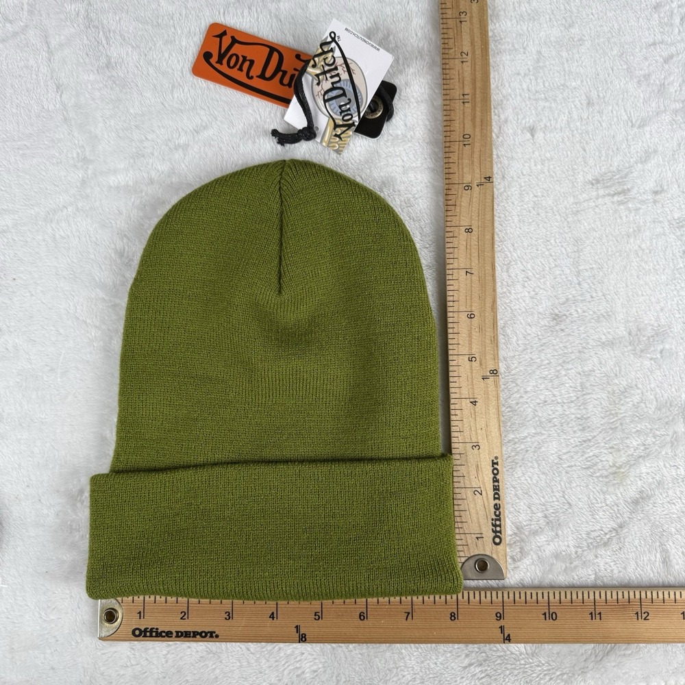 Von Dutch Knit Beanie Hat OSFM‎ Hunter Green Patch Necessary New - Picture 2 of 4